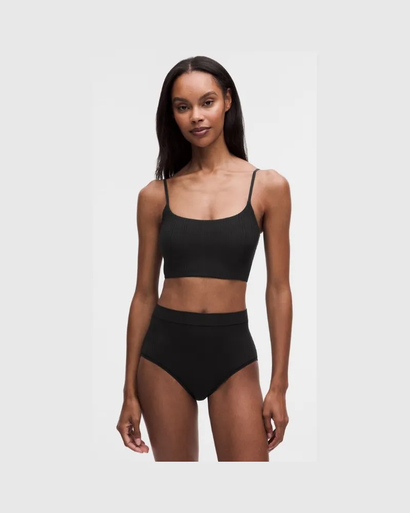 LULULEMON Gerippter UnderEase-Longline-Bralette mit Trägern für A–C-Cups für Frauen – Größe in Schwarz Schwarz