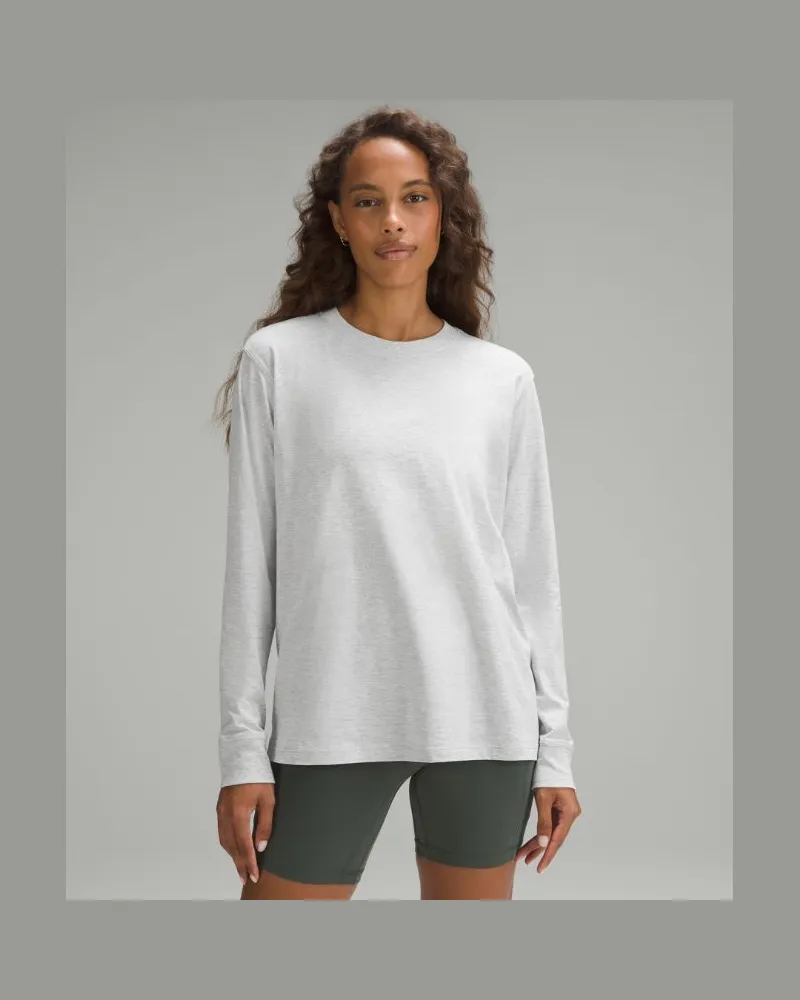 LULULEMON All Yours Baumwoll-Langarmshirt für Frauen – Größe in Heathered Core Ultra Light Grey Heathered