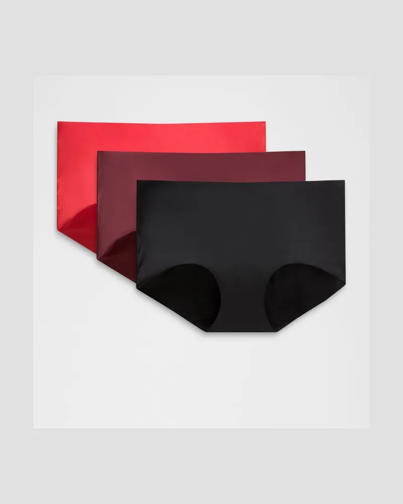 LULULEMON InvisiWear Boyshorts mit mittelhohem Bund 3er-Pack für Frauen – Größe in Black/Oxford Red/Burgundy Bay Black