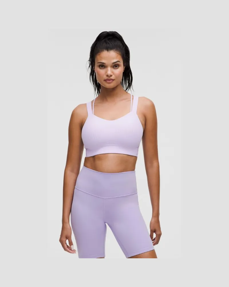 LULULEMON Like a Cloud Gerippter Longline-BH Leichter Halt D/DD-Cups für Frauen – Größe in Lavender Frost Lavender