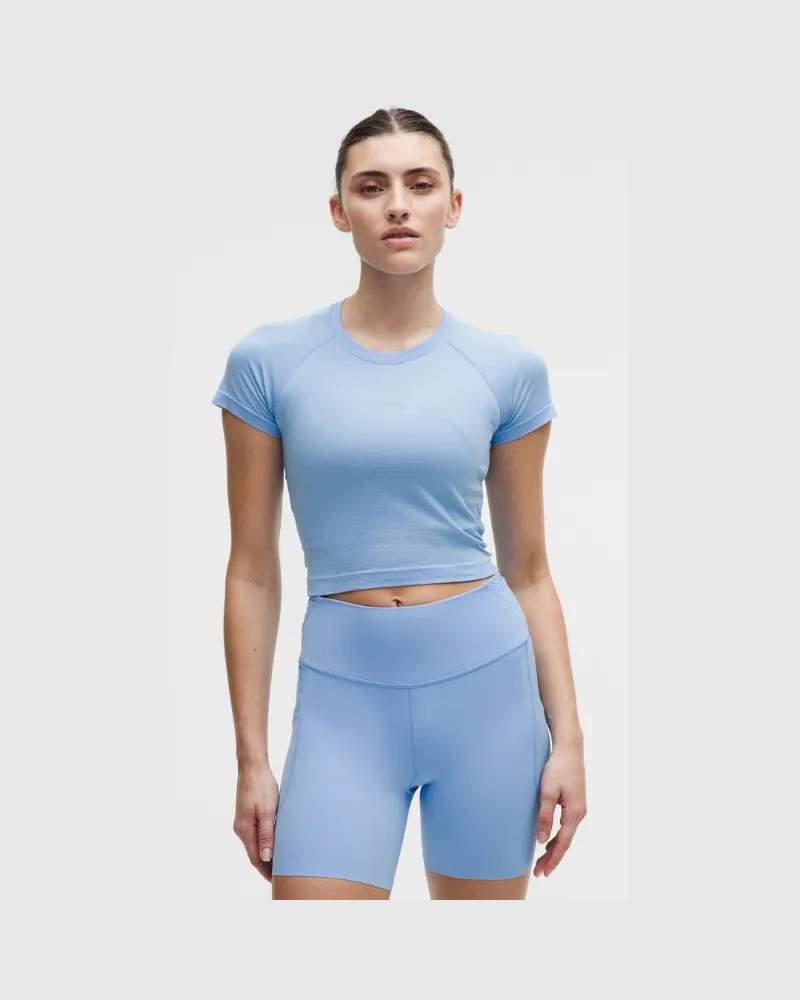 LULULEMON Swiftly Tech Crop-Kurzarmshirt 2.0 für Frauen – Größe in Sinatra Blue Sinatra