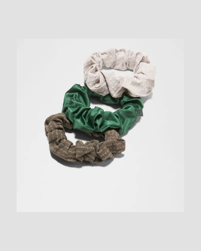 LULULEMON Uplifting Scrunchies im 3er-Pack mit Seersucker-Struktur – Khaki Olive
