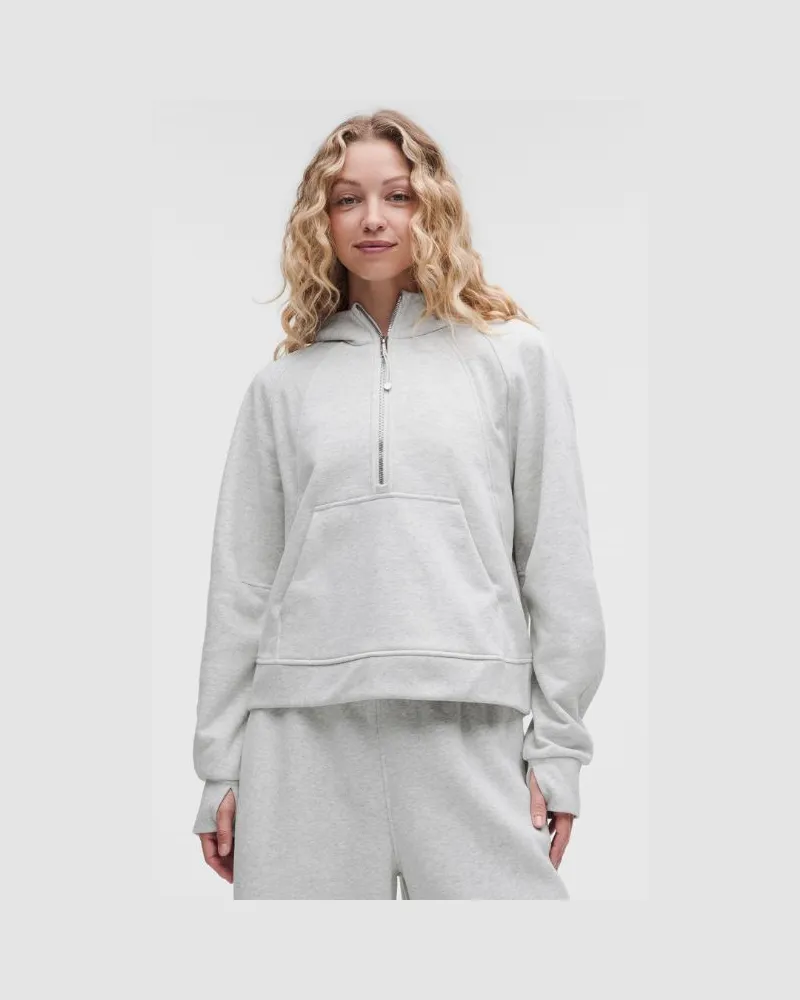 LULULEMON Scuba-Hoodie mit kurzem Reißverschluss, Evolve für Frauen – Größe in Heathered Core Ultra Light Grey/Mirror Silver Heathered