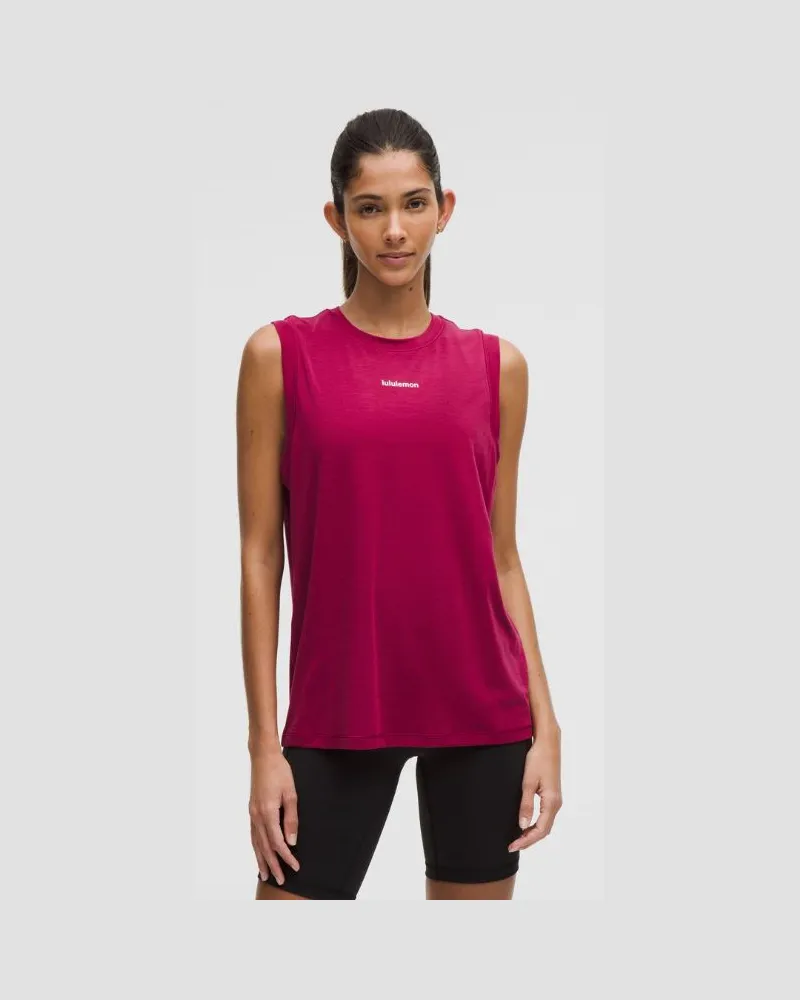 LULULEMON Muscle-Trainingstanktop aus Jersey Logo für Frauen – Größe in Magenta Smoke Magenta
