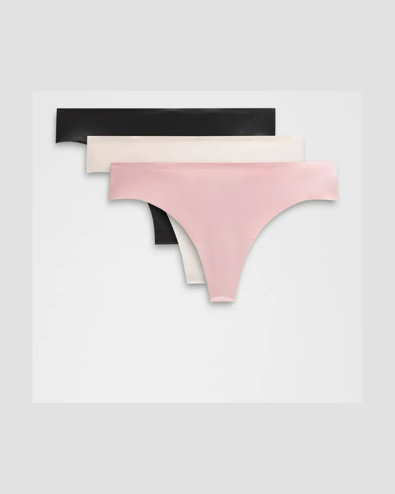 LULULEMON InvisiWear String mit mittelhohem Bund 3er-Pack für Frauen – Größe in Pink Haze/Light Ivory/Black Pink