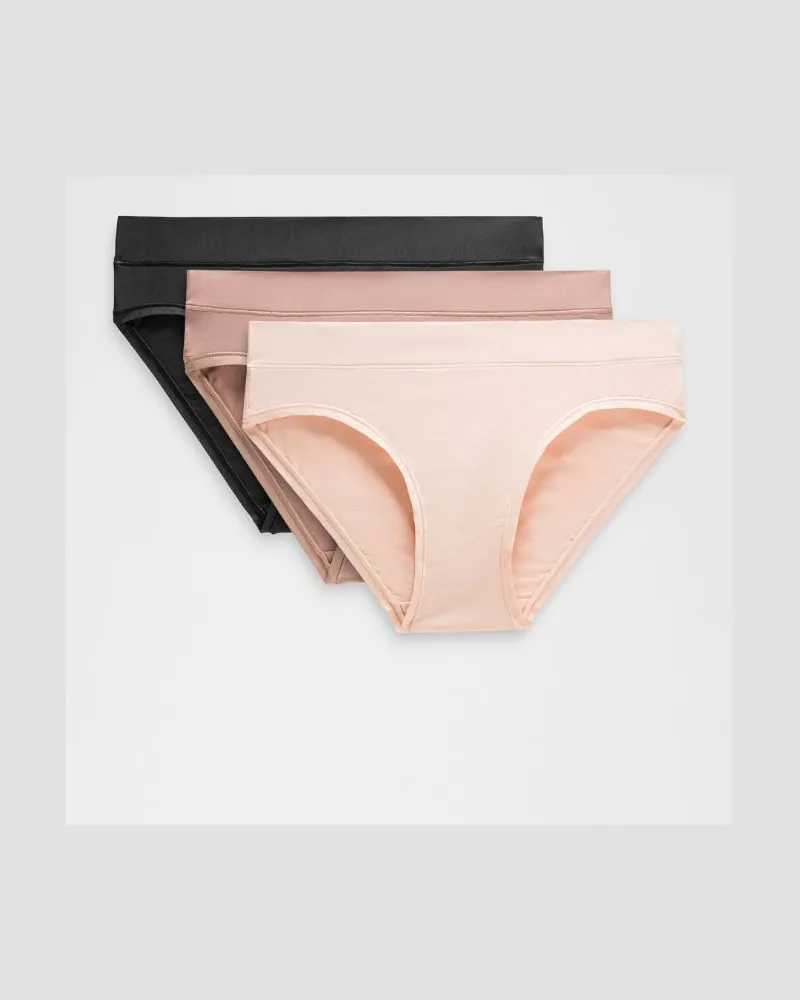 LULULEMON UnderEase Bikini-Unterwäsche mit mittelhohem Bund 3er-Pack für Frauen – Größe in Black/Twilight Rose/Misty Shell Black