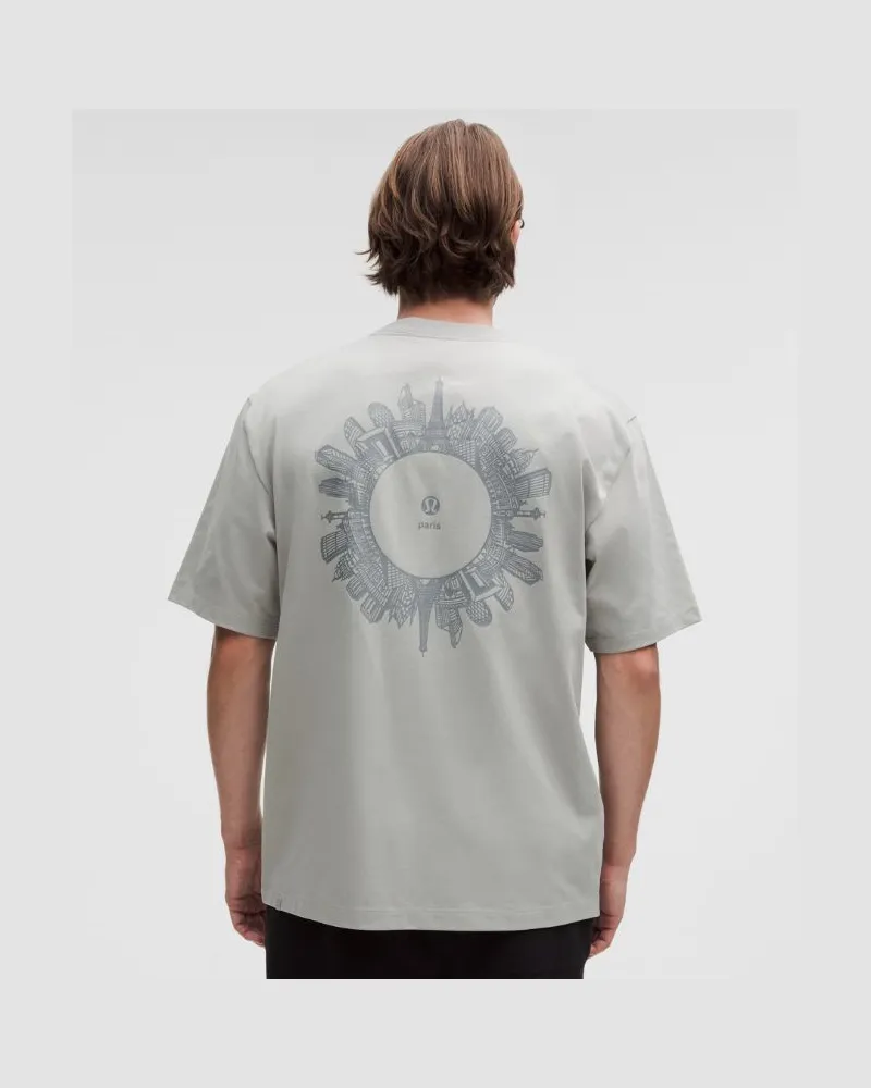 LULULEMON T-Shirt aus schwerem Baumwolljersey Paris für Männer – Größe in Silver Drop Silver