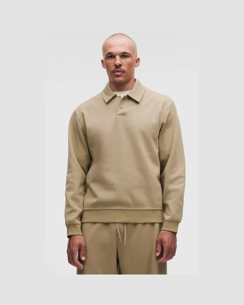 LULULEMON Grand Standard Langarm-Poloshirt für Männer – Khaki – Größe Oakwood