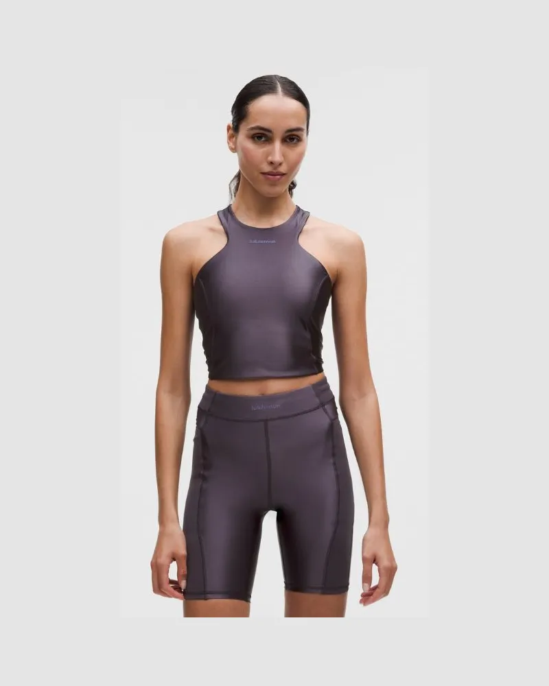 LULULEMON Satin Shine Tanktop mit mittlerem Halt für B/C-Cups Logo für Frauen – Größe in Atmospheric Purple Atmospheric