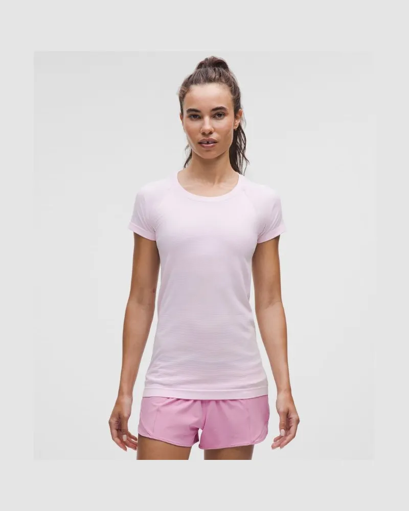 LULULEMON Swiftly Tech Kurzarmshirt 2.0 Hüftlänge für Frauen – Größe in Blissful Pink Blissful
