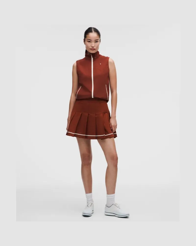 LULULEMON A-linienförmiger Golfrock mit hohem Bund und Kellerfalte für Frauen – Größe in Cranberry Charm/Light Ivory Cranberry