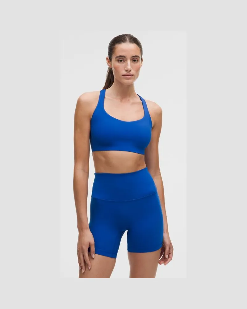LULULEMON FlexyFlex Yoga-BH mit überkreuzten Trägern Leichter Halt für A-C Cups für Frauen – Größe in Beach Ball Blue Beach