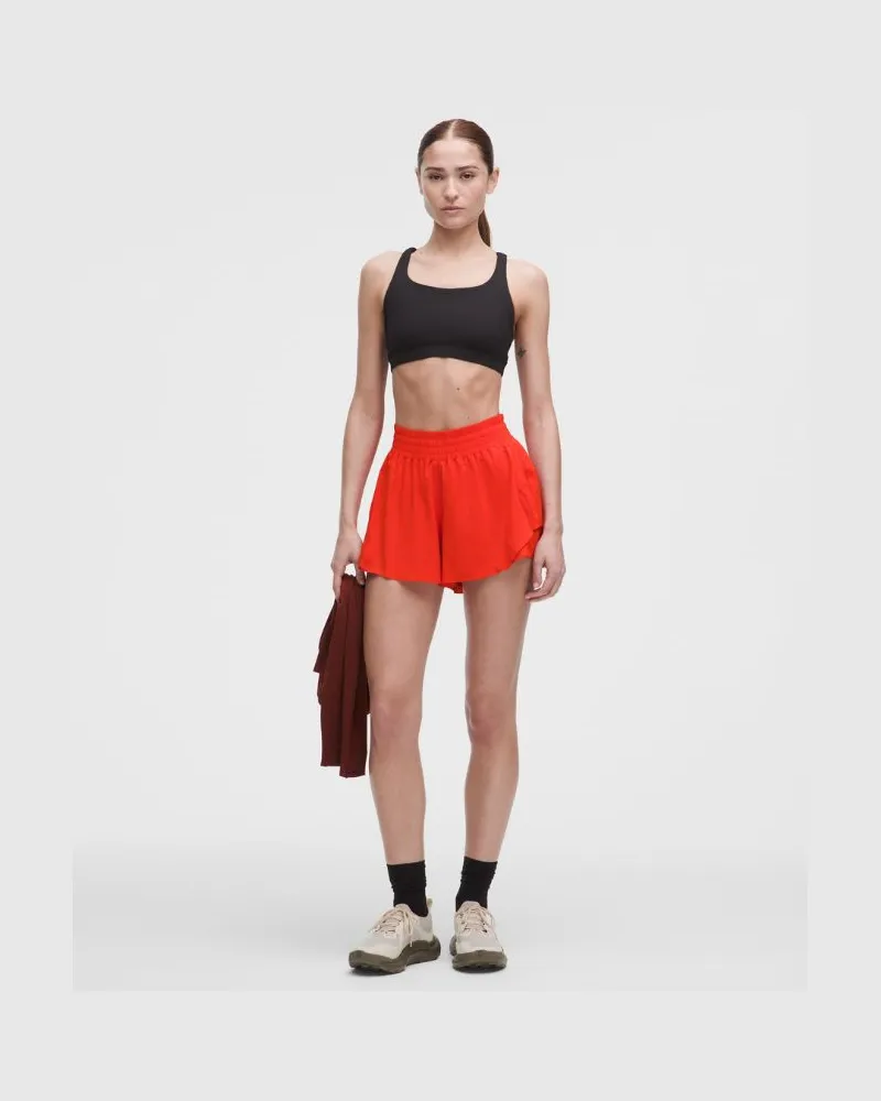 LULULEMON Shake It Out Lauf-Shorts mit hohem Bund für Frauen – 6 cm – Größe in Cherry Ember Cherry