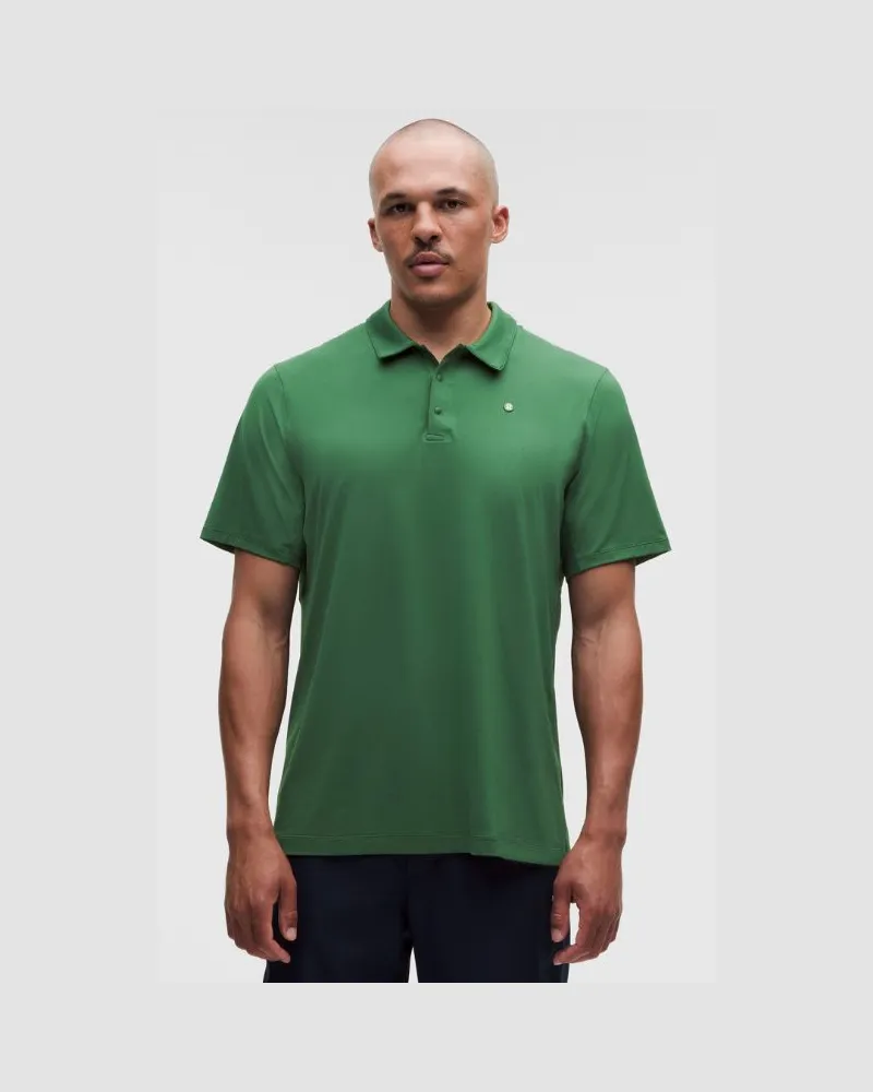 LULULEMON Sport-Poloshirt mit kurzen Ärmeln und Logo für Männer – Größe in Green Cove Green