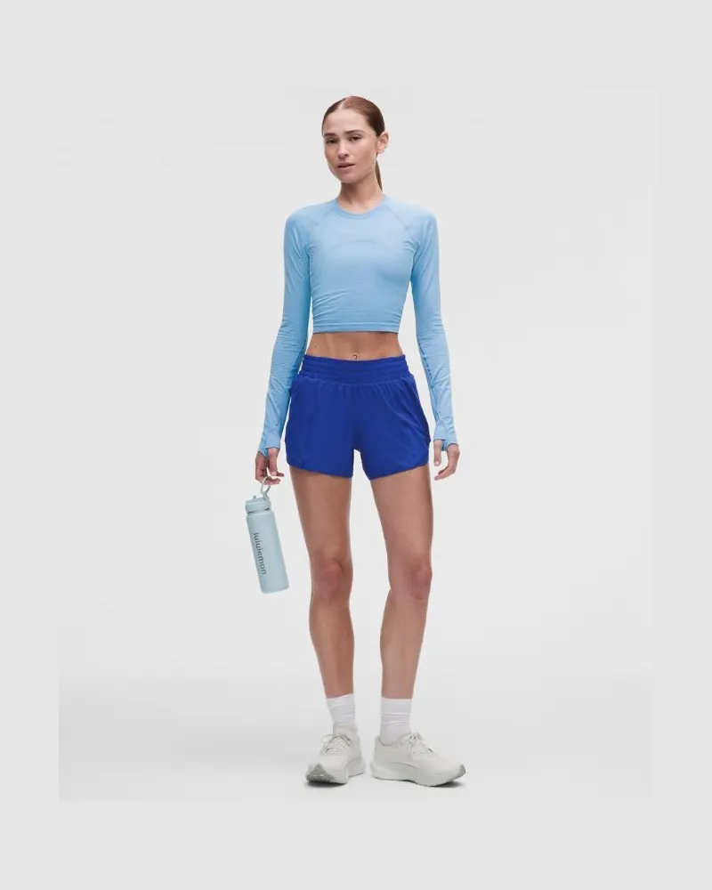 LULULEMON Hotty Hot Shorts mit hohem Bund und Liner für Frauen – 10 cm – Größe in Beach Ball Blue Beach
