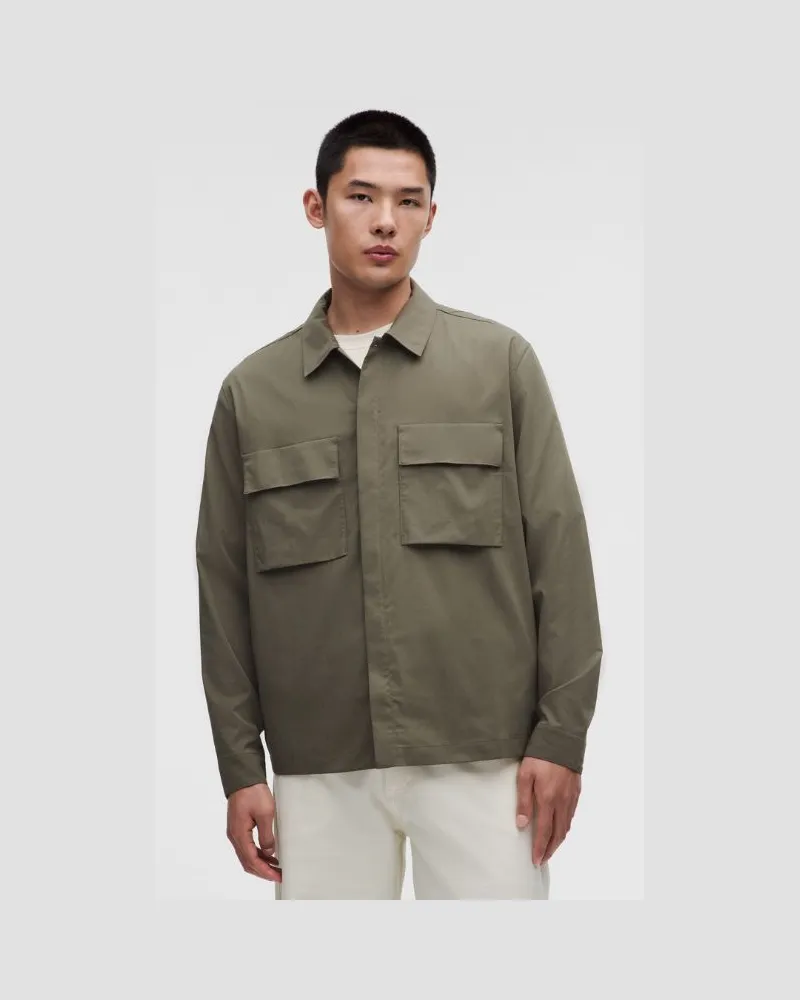 LULULEMON Unshaken Langarmshirt mit Kragen für Männer – Größe in Army Green Army