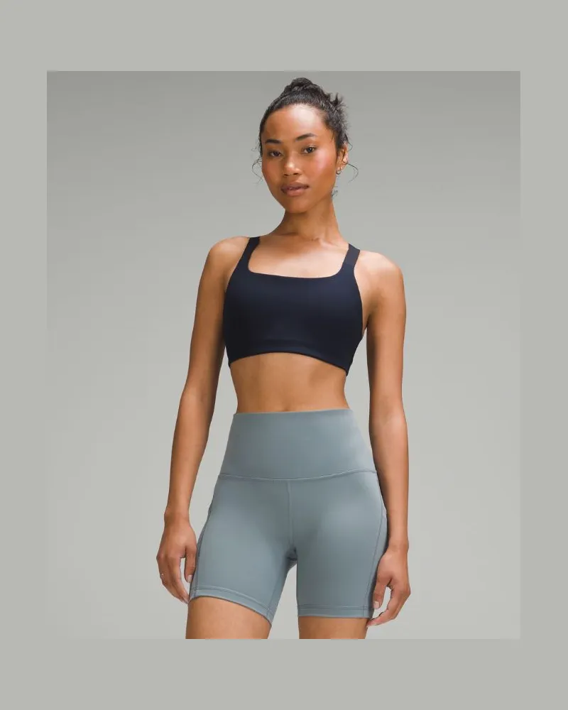 LULULEMON Trainings-BH aus Ultralu mit quadratischem Ausschnitt Mittlerer Halt B/C-Cups für Frauen – Größe in True Navy True