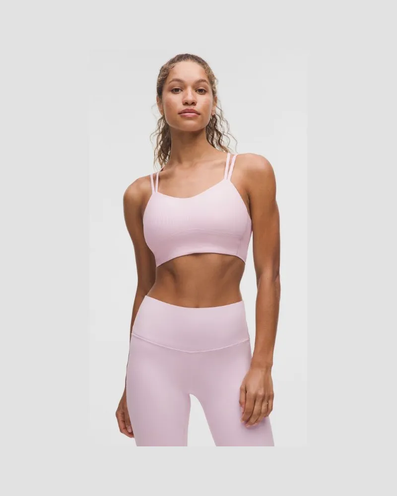 LULULEMON Like a Cloud Gerippter Longline-BH leichter Halt B/C Cups für Frauen – Größe in Blissful Pink Blissful
