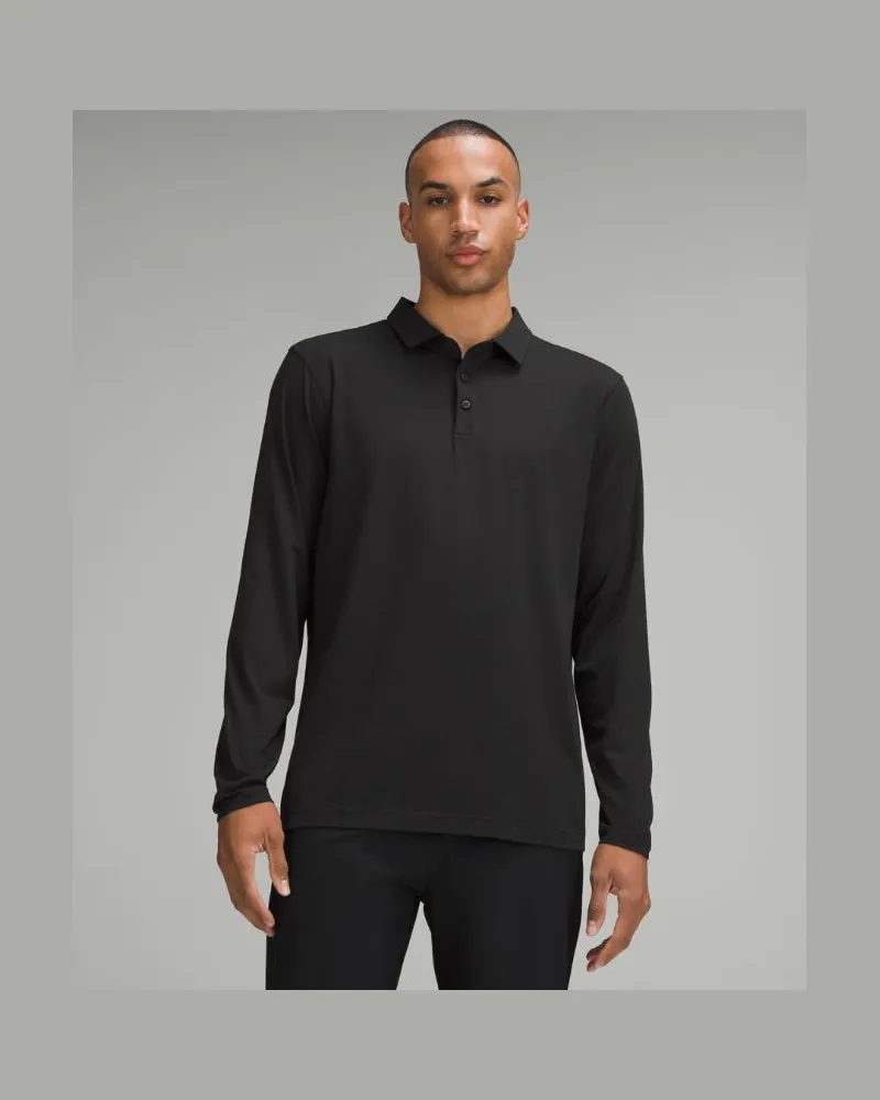 LULULEMON Evolution Langarm-Poloshirt für Männer – Größe in Black Black