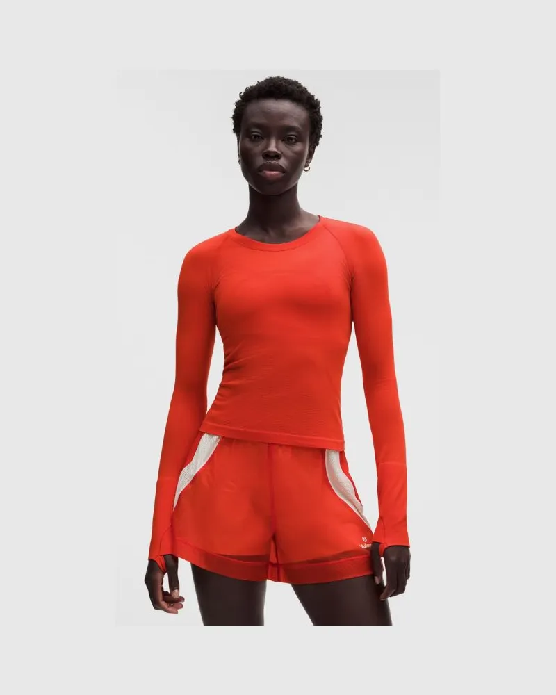 LULULEMON Swiftly Tech Langarmshirt 2.0 Taillenlänge für Frauen – Größe in Cherry Ember Cherry