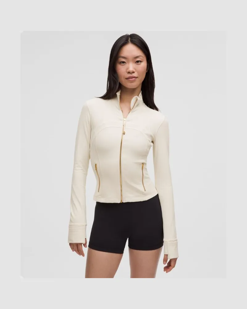 LULULEMON Define Crop-Jacke Nulu für Frauen – Größe in Light Ivory/Gold Light