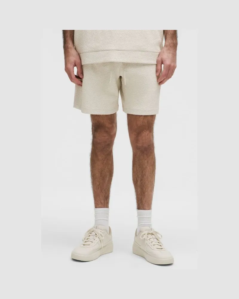 LULULEMON Strukturierte Shorts aus doppelt gestrickter für Männer – 18 cm – Größe in Heathered Bone/Black Heathered