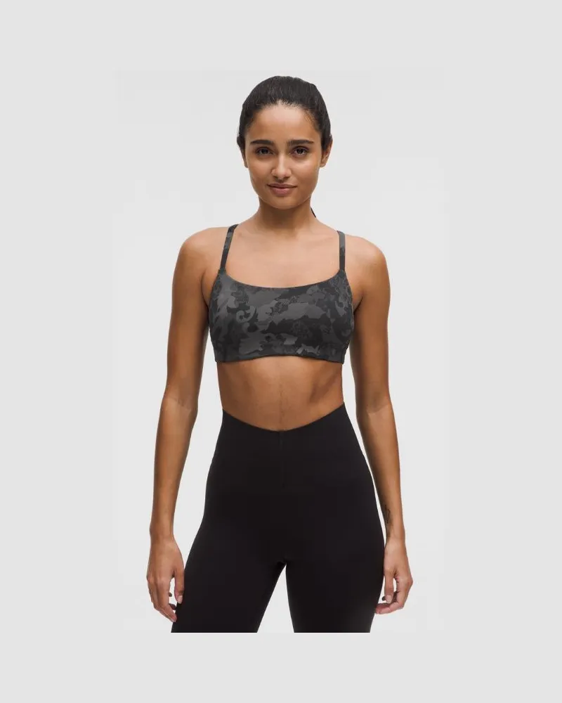 LULULEMON Wunder Train Racer-BH mit Trägern Leichter Halt C/D-Cups für Frauen – Größe in Hidden Heritage Lace Black Multi Hidden