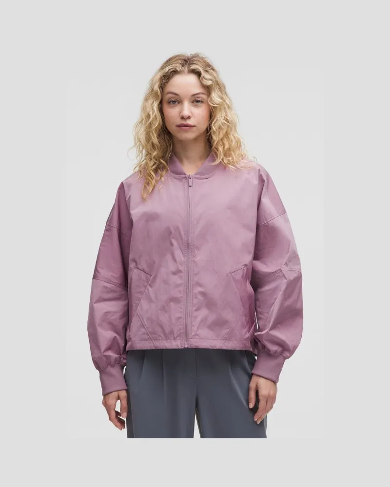 LULULEMON Leichte Bomberjacke mit Kordelzug am Saum für Frauen – Größe in Heathered Lavender Lux Heathered