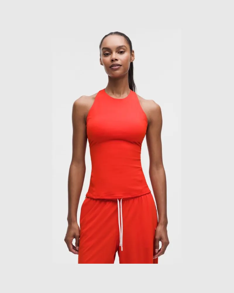 LULULEMON Hochgeschlossenes Tennis-Tanktop mit Racerback für Frauen – Größe in Cherry Ember Cherry