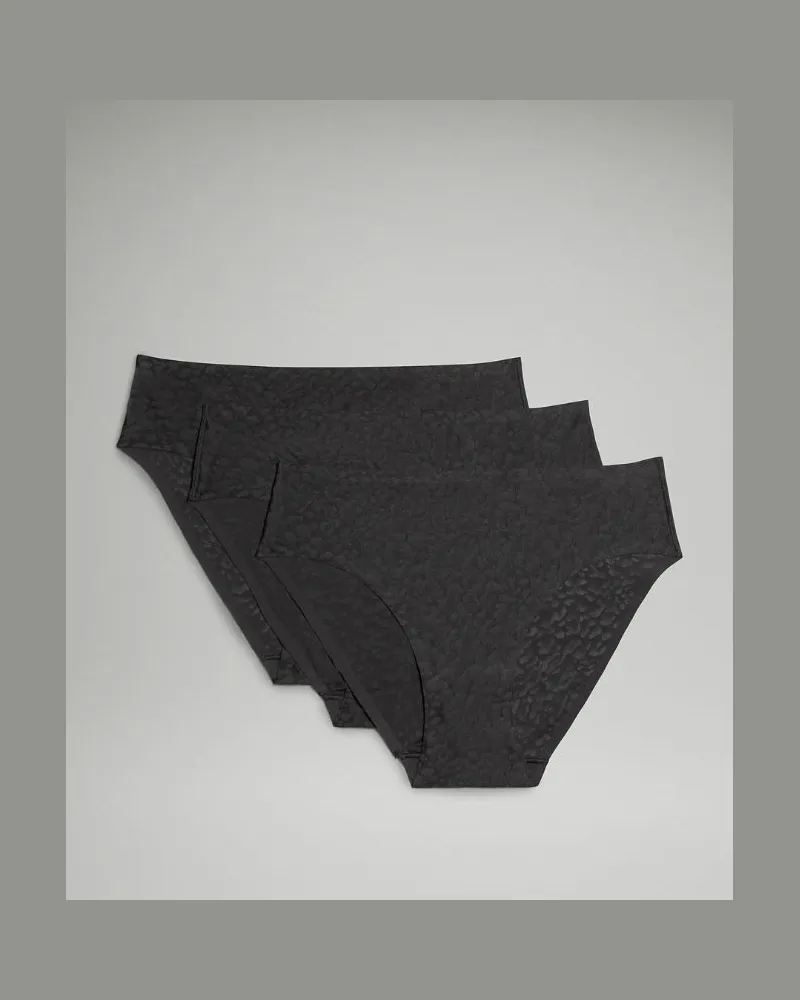 LULULEMON InvisiWear Bikini-Unterwäsche mit Performance-Spitze und mittelhohem Bund 3er-Pack für Frauen – Größe in Black Black