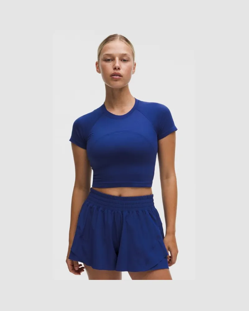 LULULEMON Swiftly Tech Crop-Kurzarmshirt 2.0 für Frauen – Größe in Clubhouse Blue Clubhouse