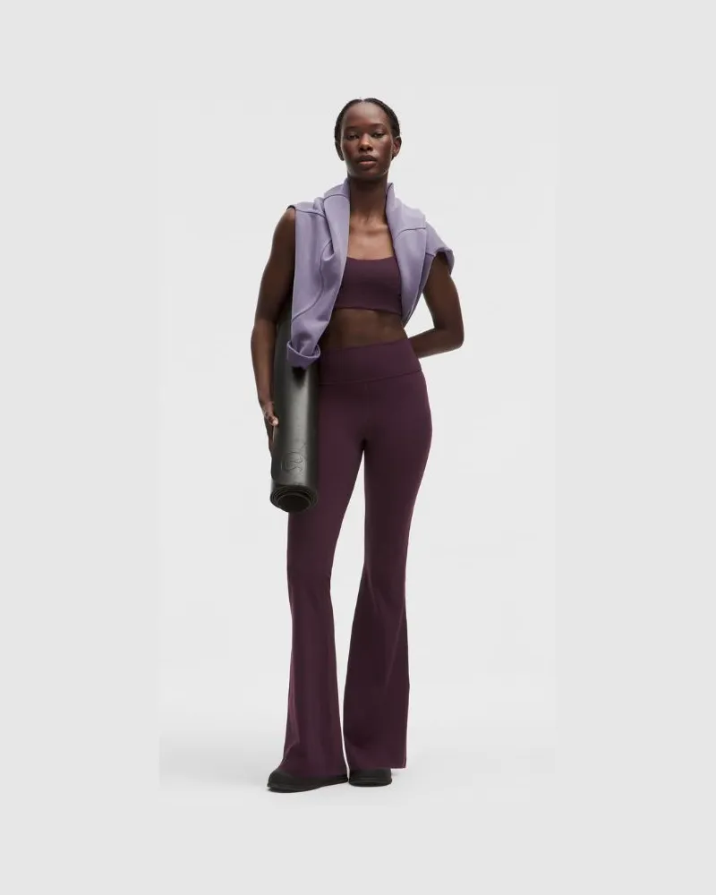 LULULEMON Groove Hose mit ausgestelltem Bein und hohem Bund aus Nulu Kurz für Frauen – Größe in Black Plum Black