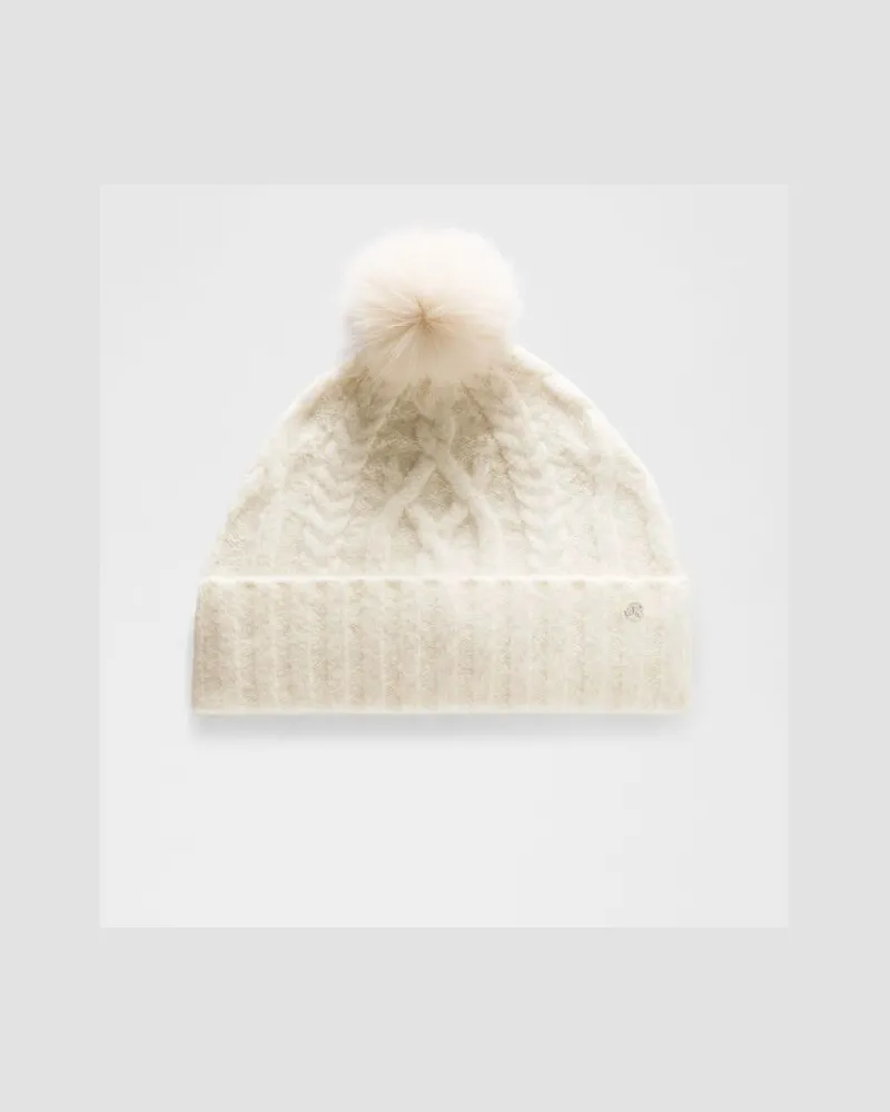 LULULEMON Beanie mit Zopfmuster und Bommel aus einem Alpaka-Wollgemisch in Light Ivory Light