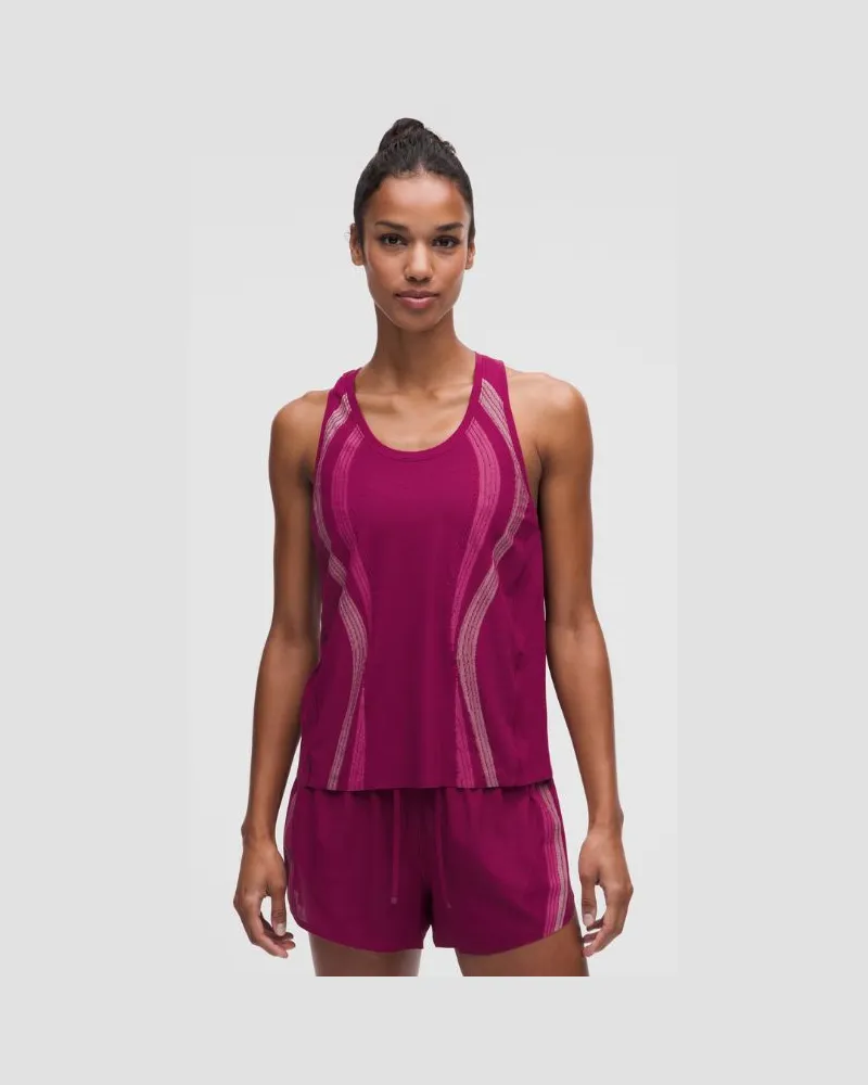 LULULEMON Fast and Free belüftetes Lauf-Tanktop für Frauen – Größe in Raspberry Rave/Light Ivory/Flamingo Fun Tone Raspberry