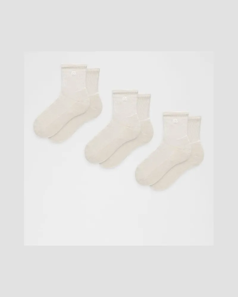 LULULEMON Daily Essential Quarter-Socken Unisex 3er-Pack – Größe in Light Ivory Light