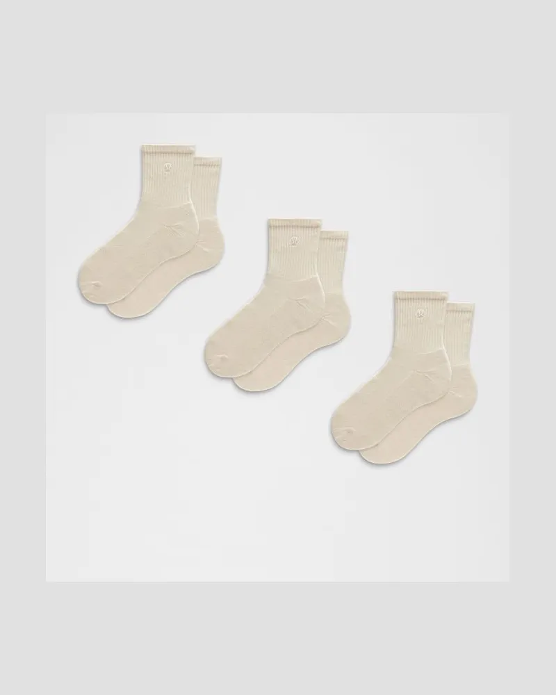 LULULEMON Daily Essential Quarter-Socken Unisex 3er-Pack – Größe in Light Ivory Light