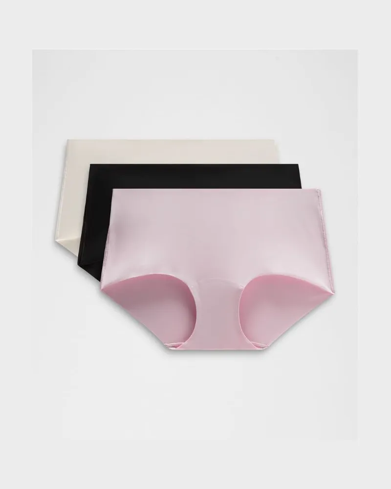 LULULEMON InvisiWear Boyshorts mit mittelhohem Bund 3er-Pack für Frauen – Größe in Black/Bone/Pink Organza Black
