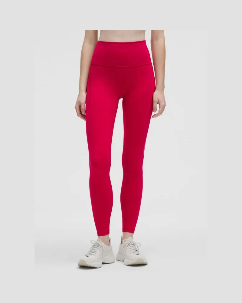 LULULEMON Wunder Train Leggings mit hohem Bund und Taschen für Frauen – 71 cm – Größe in Pink Dragonfruit Pink