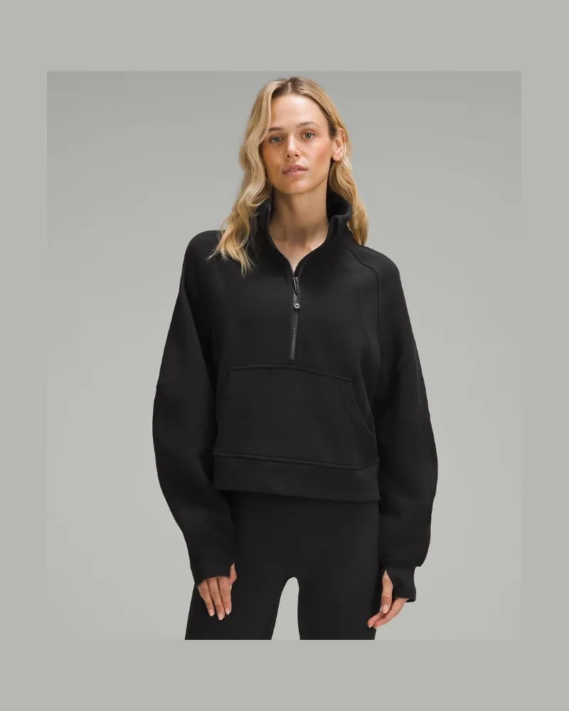 LULULEMON Scuba Oversized-Pullover mit Trichterkragen und halblangem Reißverschluss für Frauen – Größe in Black Black