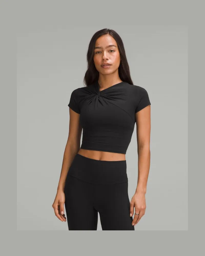 LULULEMON T-Shirt mit asymmetrischem Knotendetail Black