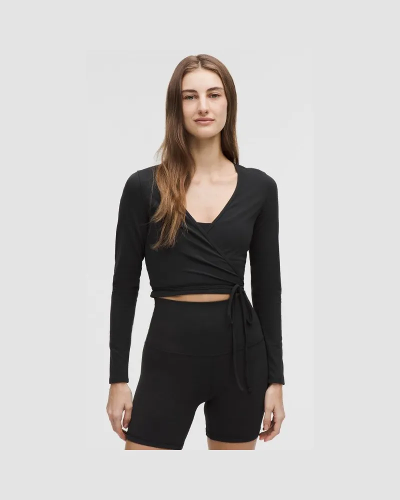 LULULEMON Crop-Bolero mit langen Ärmeln aus Nulu für Frauen – Größe in Schwarz Schwarz