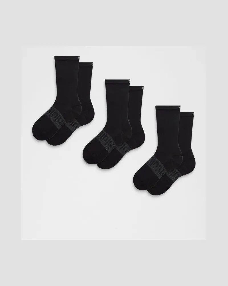 LULULEMON Unisex Power Stride Crew Socks 3er-Pack – Größe in Black Black