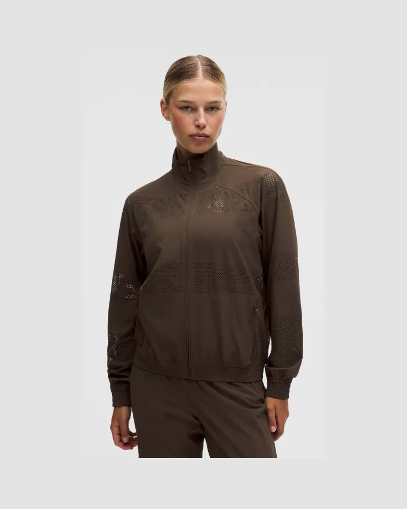 LULULEMON Adapted State Trainingsjacke Perforierte Streifen für Frauen – Größe in Walnut Crunch Walnut
