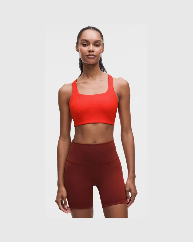 LULULEMON All-Time Hero Gerippter Sport-BH Mittlerer Halt für B/C-Cups für Frauen – Größe in Cherry Ember Cherry