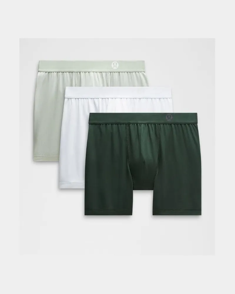 LULULEMON Always In Motion Boxershorts 3er-Pack für Männer – 13 cm – Größe in Rainforest Green/Fog Green/Ocean Air Rainforest