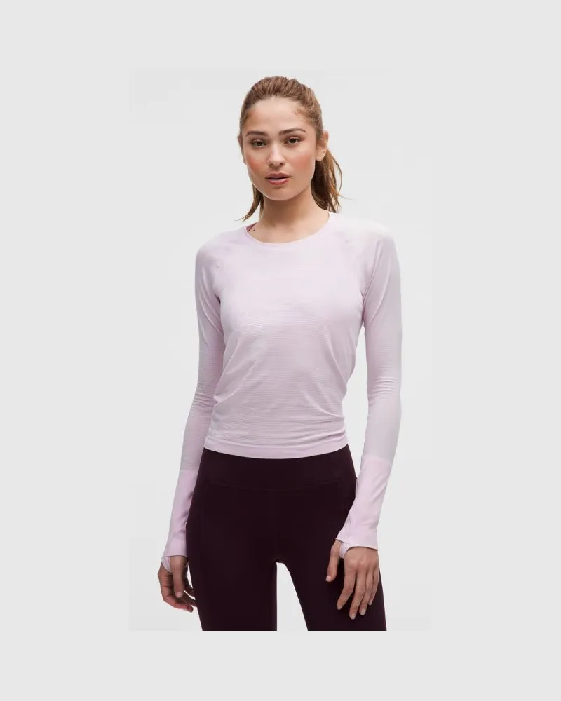 LULULEMON Swiftly Tech Langarmshirt 2.0 Taillenlänge für Frauen – Größe in Blissful Pink Blissful