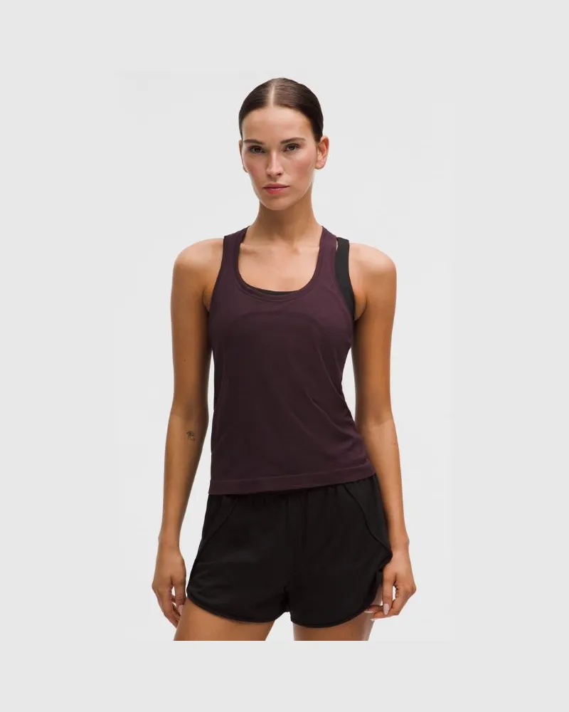 LULULEMON Swiftly Tech Tanktop mit Racerback 2.0 Taillenlänge für Frauen – Größe in Black Plum Black