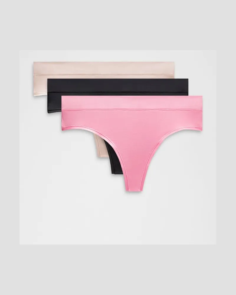 LULULEMON UnderEase String mit hohem Bund 3er-Pack für Frauen – Größe in Black/Misty Shell/Candy Cloud Black