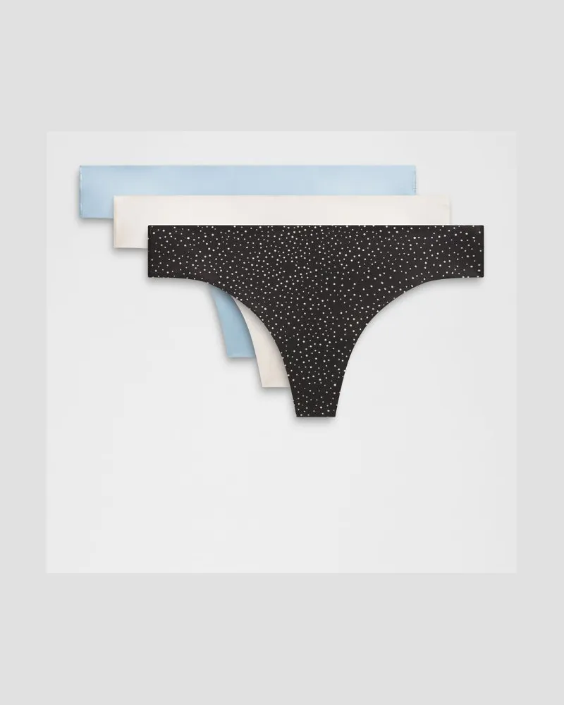 LULULEMON InvisiWear String mit mittelhohem Bund 3er-Pack für Frauen – Größe in Dreamy Blue/Light Ivory/Irregular Dotty Light Ivory Black Dreamy