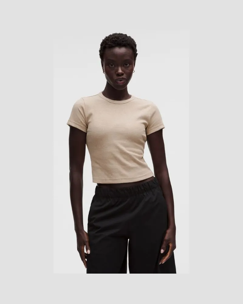 LULULEMON Little geripptes T-Shirt für Frauen – Khaki – Größe Heathered
